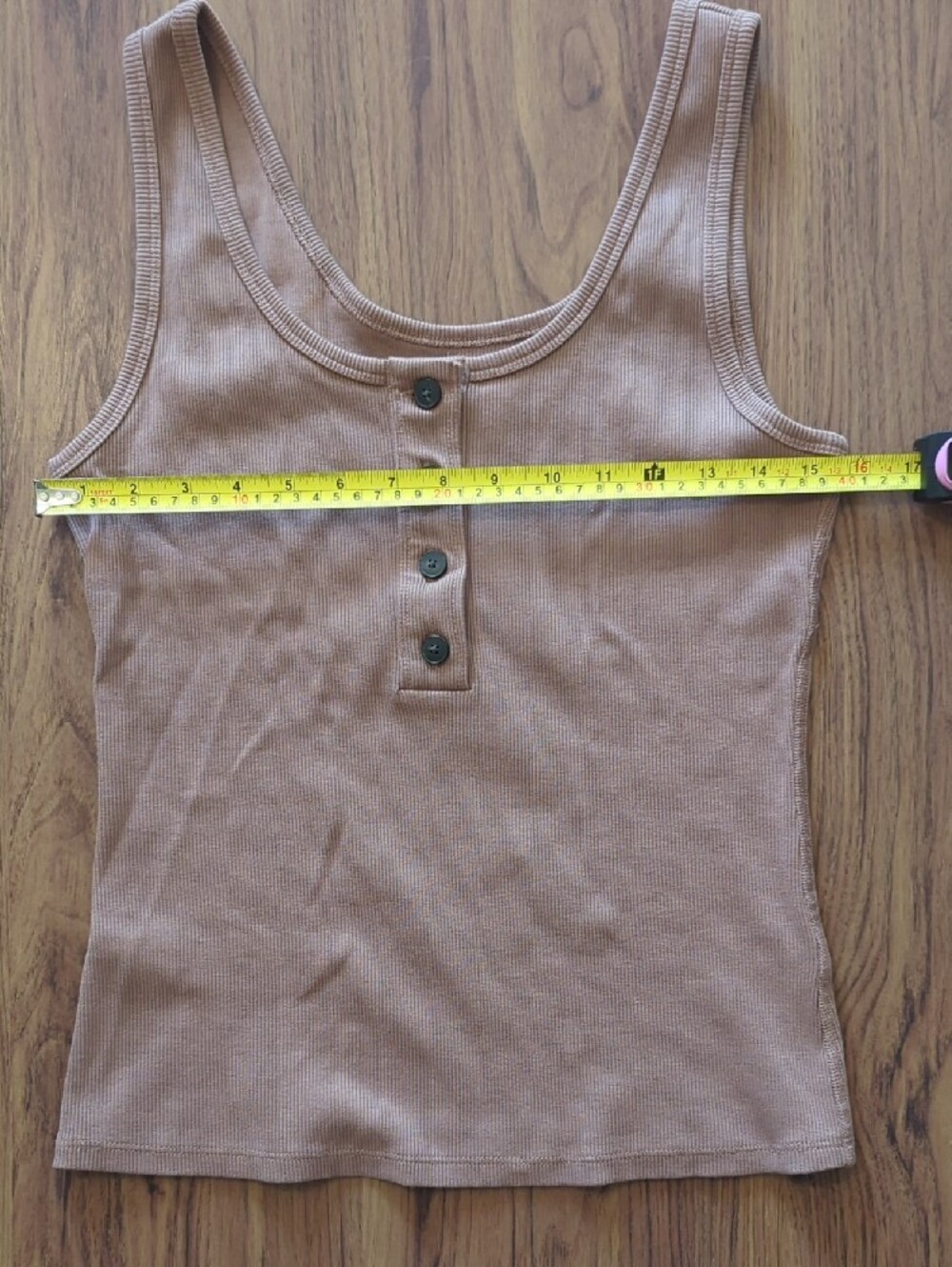 Ribbed Henley Tank Top, Medium - Picture 6 of 6